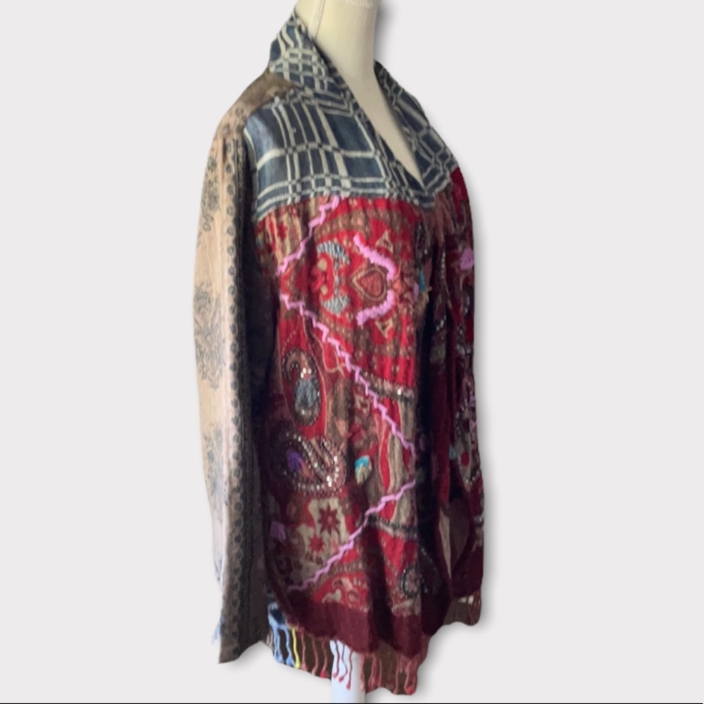 Soft Surroundings 100% Wool Patchwork Embroidered… - image 5